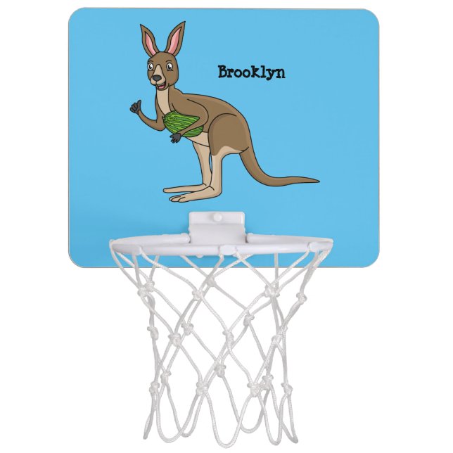 Cute happy Australian kangaroo illustration Mini Basketball Hoop (Front)