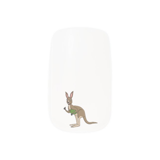 Cute happy Australian kangaroo illustration  Minx Nail Art (Left Thumb)
