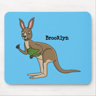 Cute happy Australian kangaroo illustration Mouse Pad