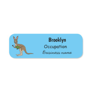 Cute happy Australian kangaroo illustration  Name Tag