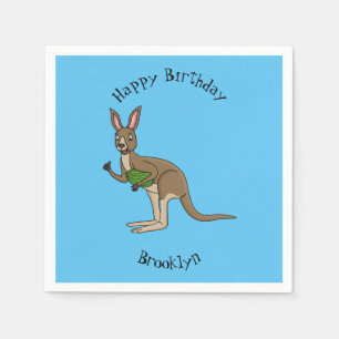Cute happy Australian kangaroo illustration Napkins