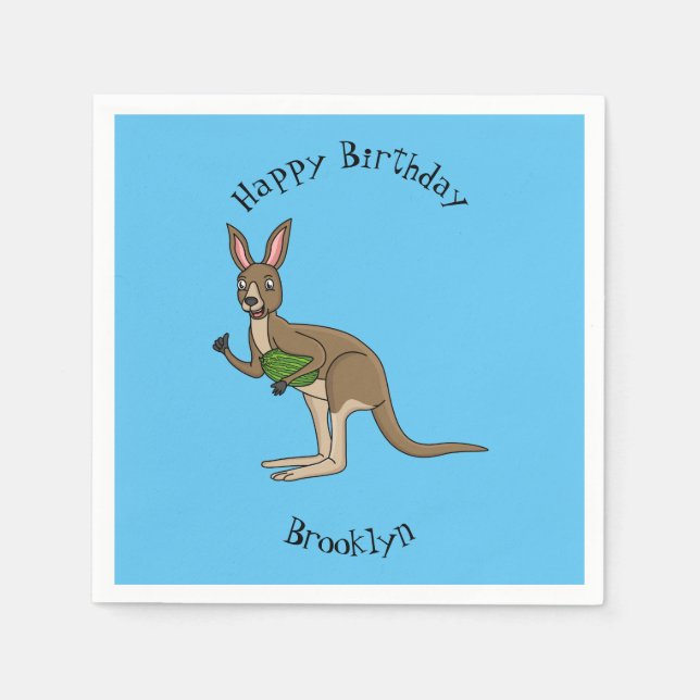 Cute happy Australian kangaroo illustration  Napkins (Front)