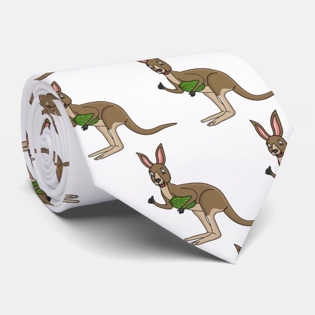 Cute happy Australian kangaroo illustration Neck Tie (Rolled)