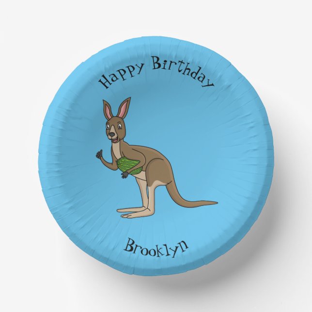 Cute happy Australian kangaroo illustration  Paper Bowls (Front)