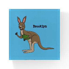 Cute happy Australian kangaroo illustration Paperweight