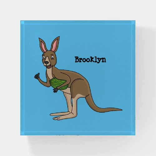 Cute happy Australian kangaroo illustration Paperweight