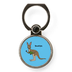 Cute happy Australian kangaroo illustration Phone Ring Stand