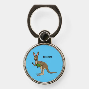 Cute happy Australian kangaroo illustration Phone Ring Stand