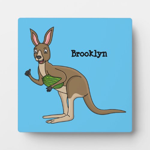 Cute happy Australian kangaroo illustration Plaque