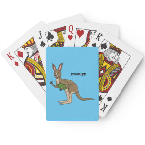 Cute happy Australian kangaroo illustration Poker Cards