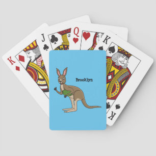 Cute happy Australian kangaroo illustration Poker Cards