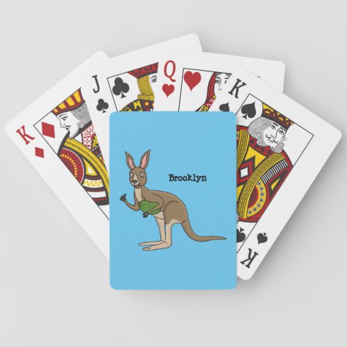 Cute happy Australian kangaroo illustration Poker Cards