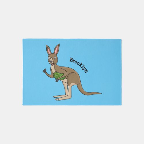 Cute happy Australian kangaroo illustration  Rug