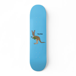 Cute happy Australian kangaroo illustration  Skateboard