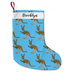 Cute happy Australian kangaroo illustration  Small Christmas Stocking