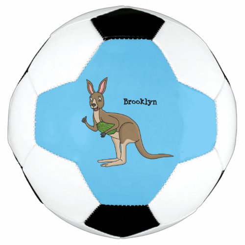 Cute happy Australian kangaroo illustration Soccer Ball