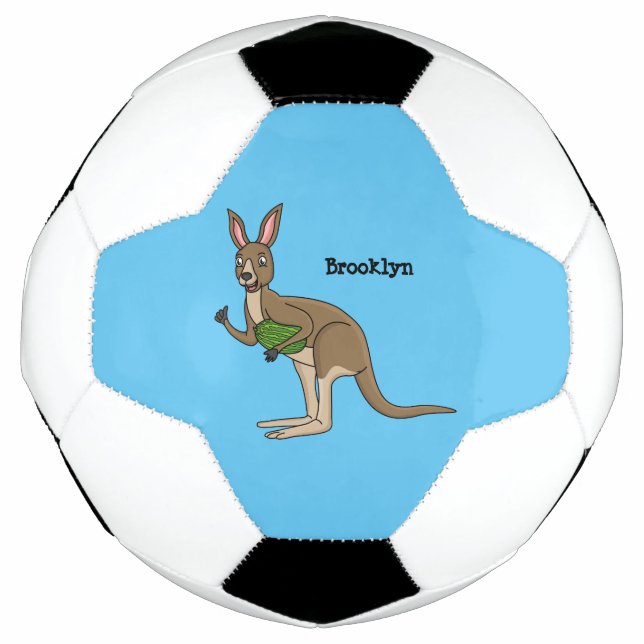 Cute happy Australian kangaroo illustration Soccer Ball (Front)