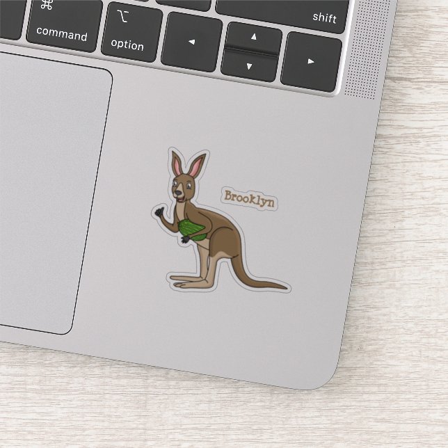 Cute happy Australian kangaroo illustration  Sticker (Detail)