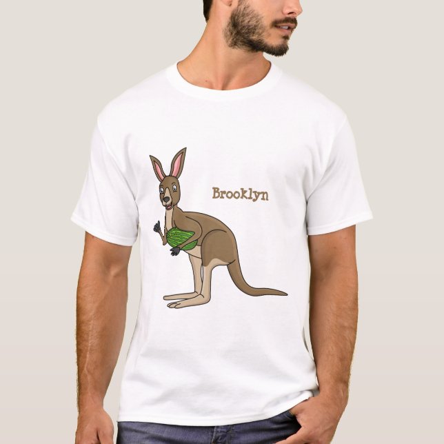Cute happy Australian kangaroo illustration T-Shirt (Front)
