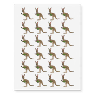 Cute happy Australian kangaroo illustration Temporary Tattoos