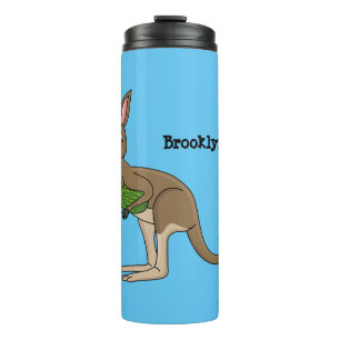 Cute happy Australian kangaroo illustration Thermal Tumbler