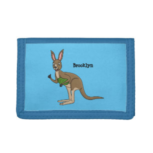 Cute happy Australian kangaroo illustration Tri-fold Wallet