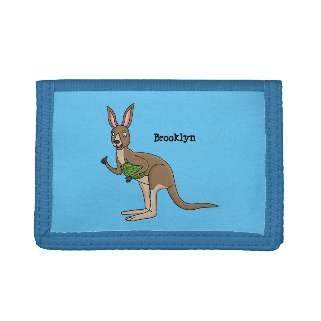 Cute happy Australian kangaroo illustration  Trifold Wallet (Front)