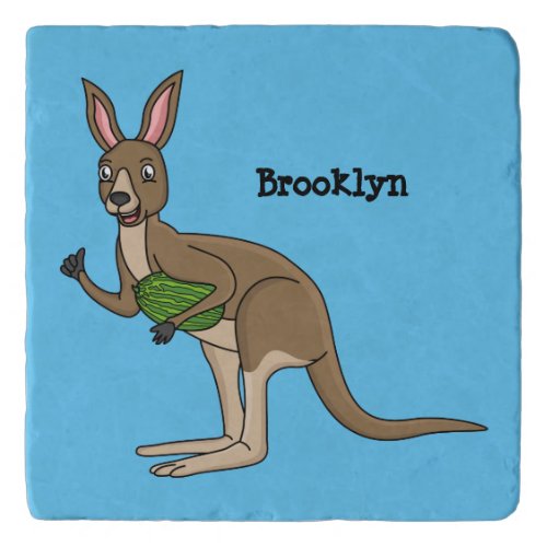 Cute happy Australian kangaroo illustration Trivet
