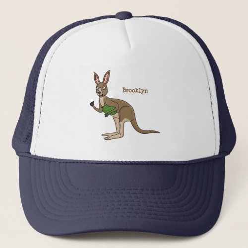 Cute happy Australian kangaroo illustration Trucker Hat