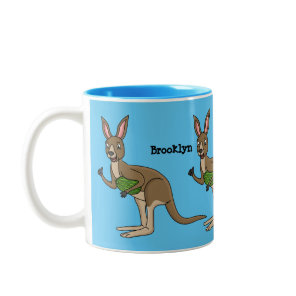 Cute happy Australian kangaroo illustration Two-Tone Coffee Mug