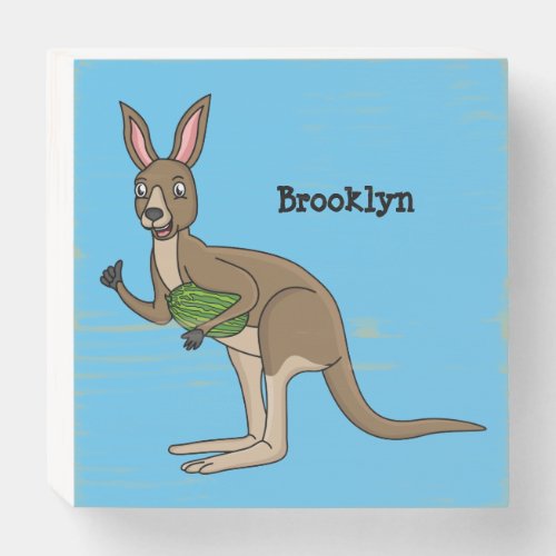 Cute happy Australian kangaroo illustration Wooden Box Sign