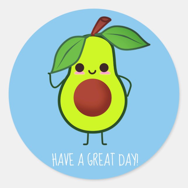 Cute Happy Avocado Fruit Custom Color/Text Sticker (Front)