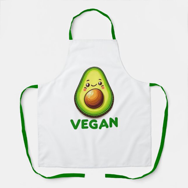 Cute Happy Avocado Vegan Lifestyle Apron (Front)