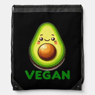 Cute Happy Avocado Vegan Lifestyle Drawstring Bag