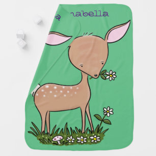 Cute happy baby deer cartoon illustration blanket