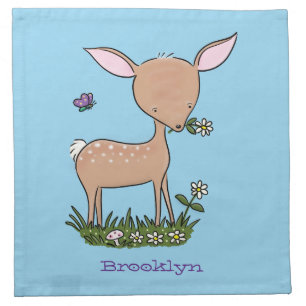 Cute happy baby deer cartoon illustration cloth napkin