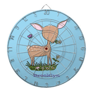 Cute happy baby deer cartoon illustration dart board