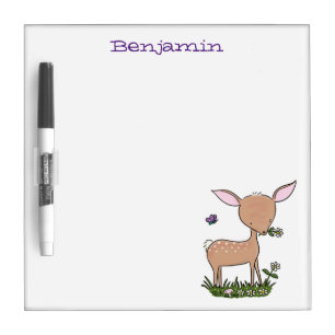Cute happy baby deer cartoon illustration dry erase board
