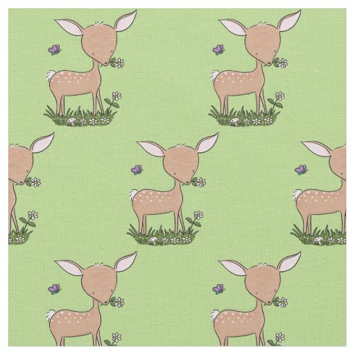 Cute happy baby deer cartoon illustration fabric