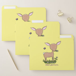 Cute happy baby deer cartoon illustration file folder