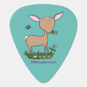 Cute happy baby deer cartoon illustration guitar pick