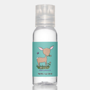 Cute happy baby deer cartoon illustration hand sanitizer