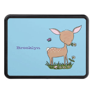 Cute happy baby deer cartoon illustration hitch cover