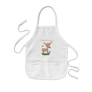 Cute happy baby deer cartoon illustration kids' apron