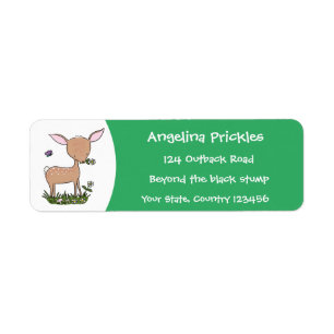 Cute happy baby deer cartoon illustration label