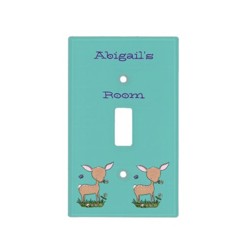 Cute happy baby deer cartoon illustration light switch cover