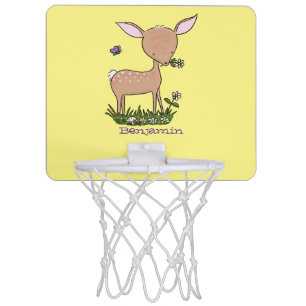 Cute happy baby deer cartoon illustration mini basketball hoop