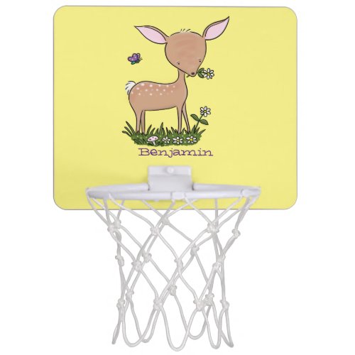 Cute happy baby deer cartoon illustration mini basketball hoop