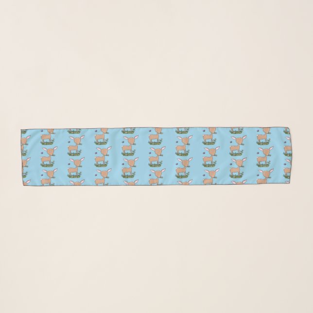 Cute happy baby deer cartoon illustration scarf (Front (Horizontal))