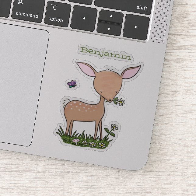 Cute happy baby deer cartoon illustration sticker (Detail)